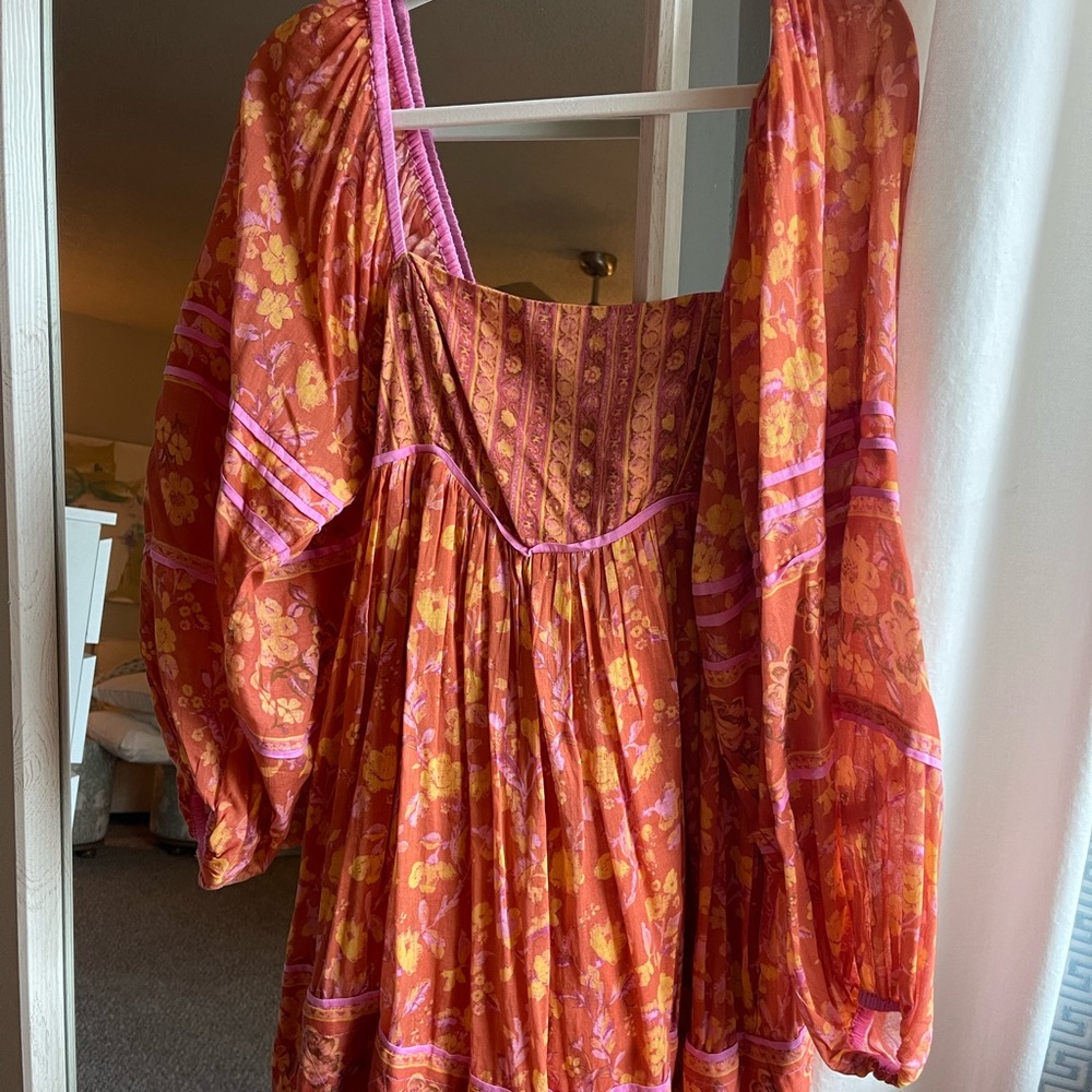 Free People Floral Dress in Orange and Pink